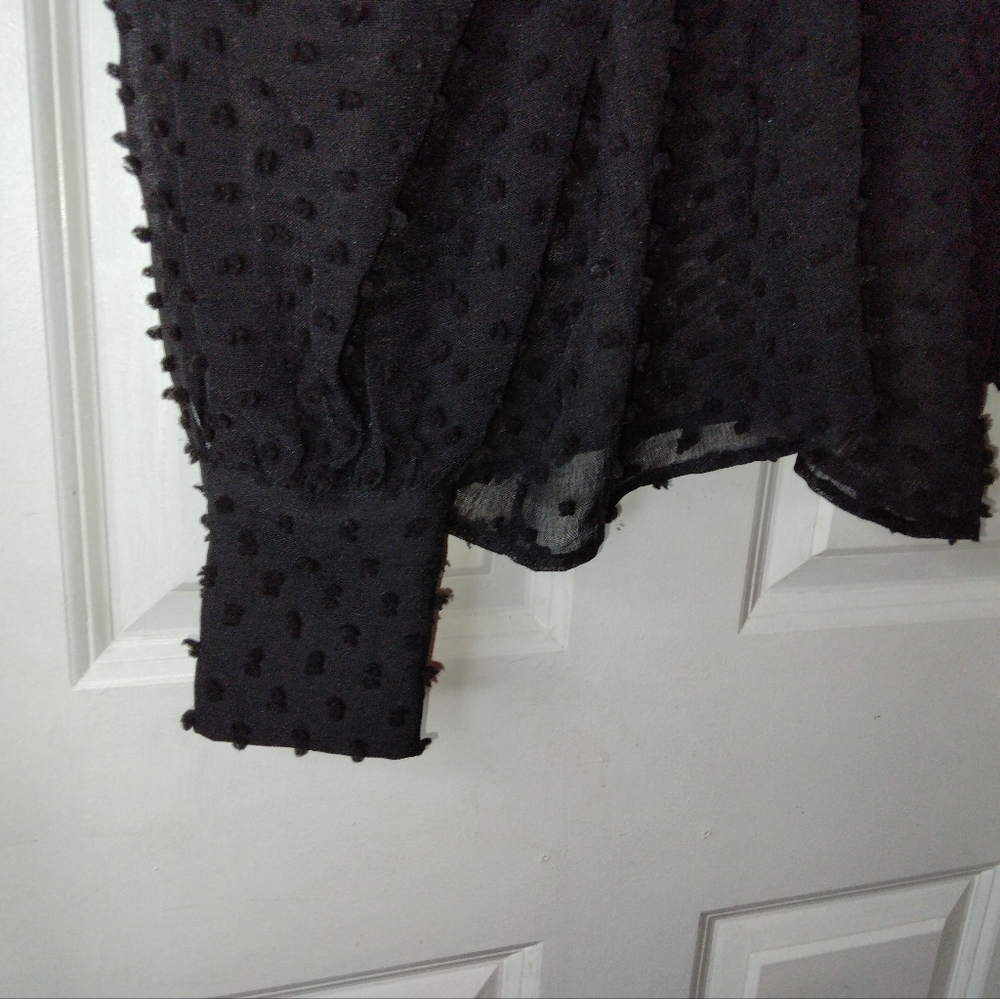 ZARA Textured Dot Weave Semi Sheer High Neck Top Size S - Picture 9 of 13